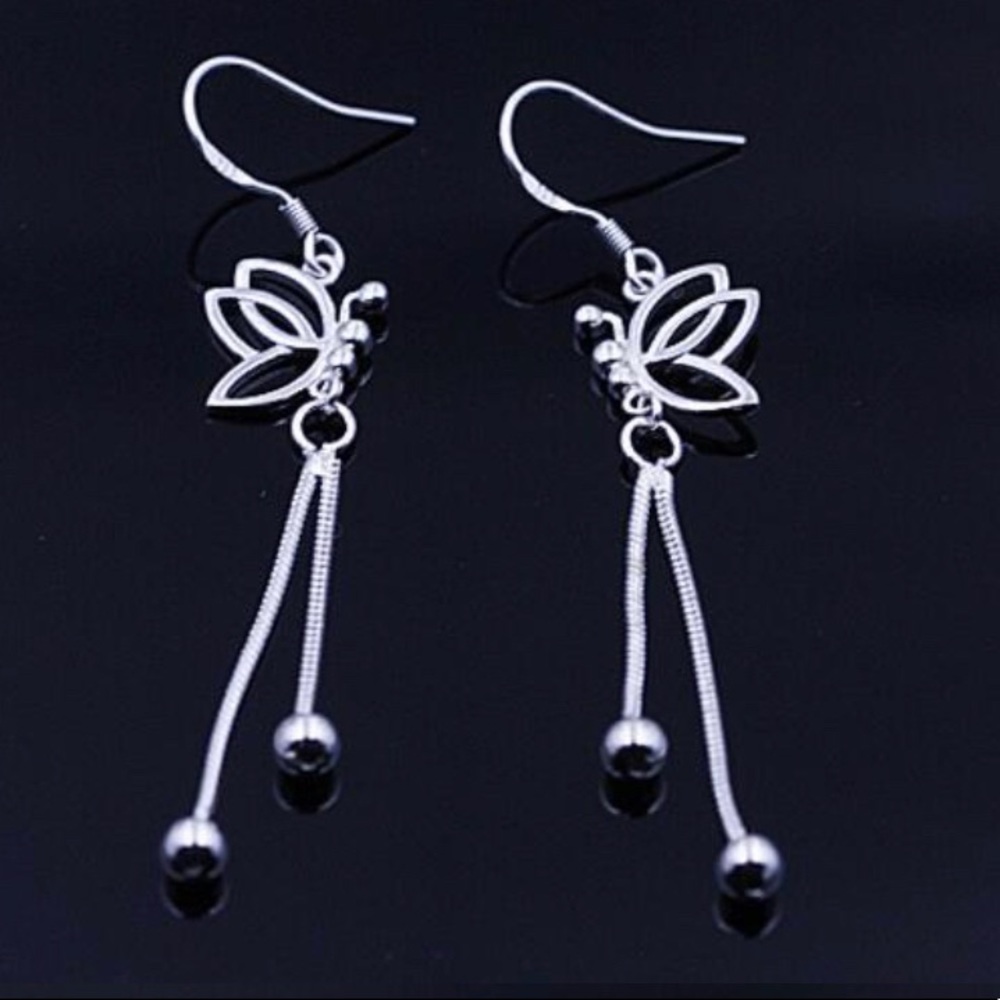 925 Sterling Silver Butterfly Tassel Earrings